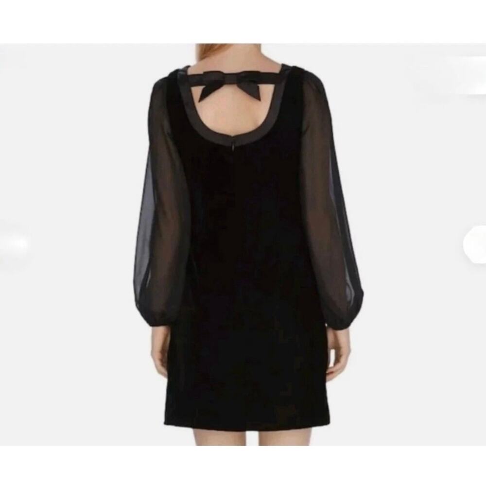 White House Black Market Velvet Ballon Long Sleeve Dress Size 0 Black - Picture 7 of 9